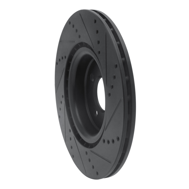 R1 09-14 Mini Cooper (Excl Clubman) Front Left Drilled & Slotted Black Brake Rotor
