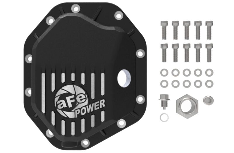aFe 19-25 GM Trucks Front Diff Cover - Black w/ Machined Fins