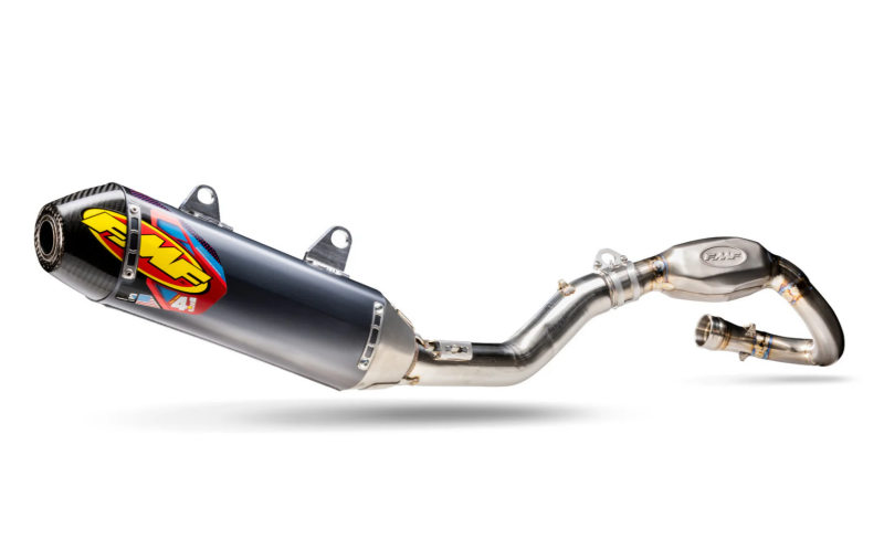 FMF Racing Kawasaki KX450F 2024 SS Alum Factory 4.1 RCT w/ R. Carbon Cap Comp System w/ SS MB Header