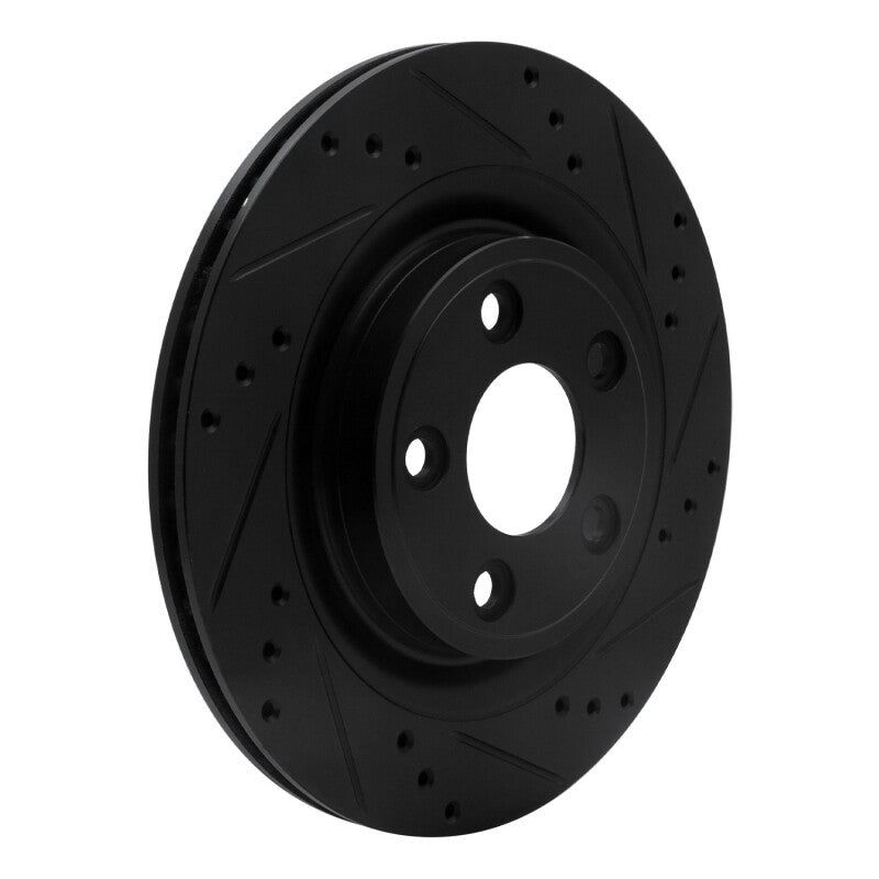 R1 06-08 Jaguar S-Type Rear Right Drilled & Slotted Black Brake Rotor