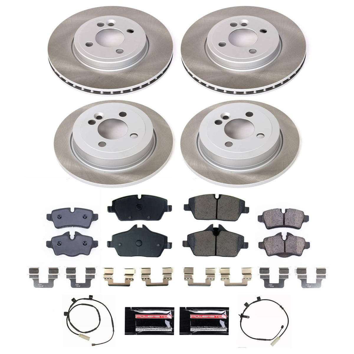 Power Stop 11-15 Mini Cooper Front and Rear Semi-Coated Rotor Kit