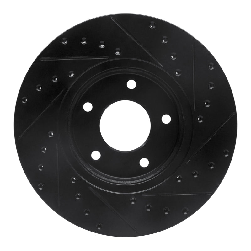 R1 97-03 Jaguar XJR Front Left Drilled & Slotted Black Brake Rotor