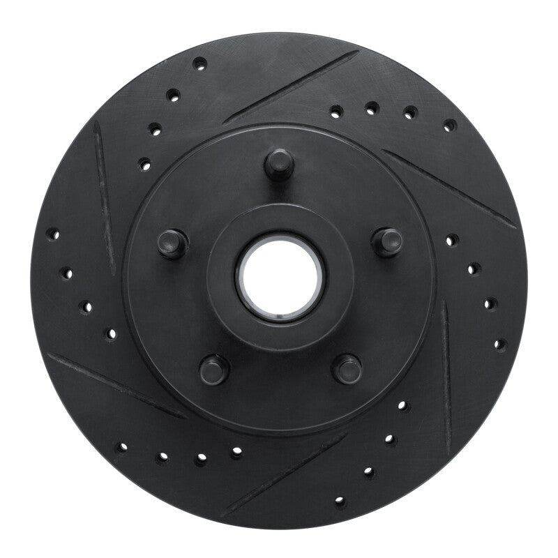 R1 70-72 Dodge Challenger Front Left Drilled & Slotted Black Brake Rotor