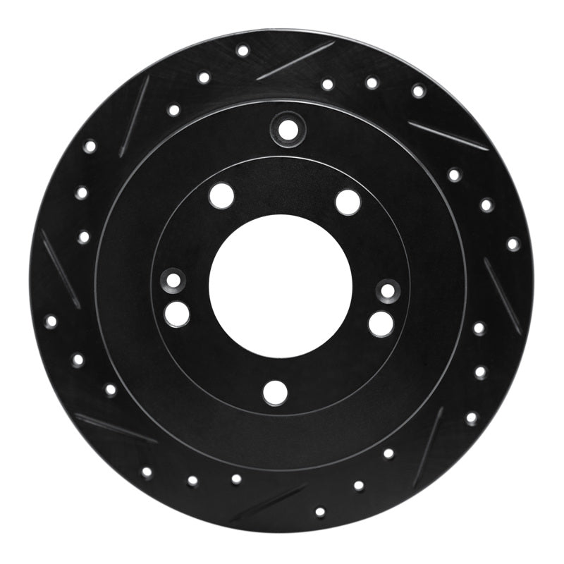 R1 06-09 Hyundai Azera Rear Left Drilled & Slotted Black Brake Rotor