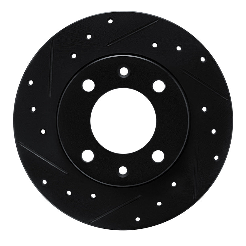 R1 89-91 Peugeot 405 Rear Left Drilled & Slotted Black Brake Rotor