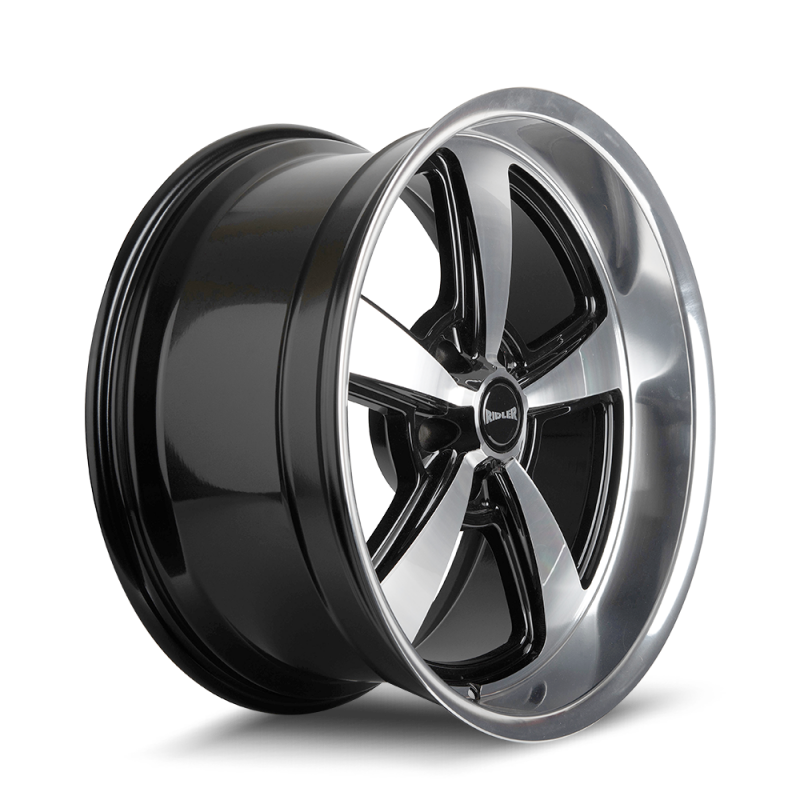 Ridler 652 18x9.5 / 5x139.7 BP / 0mm OS / 108.1mm Hub Gls Blk w/ Diamond Cut Face & Lip Wheel