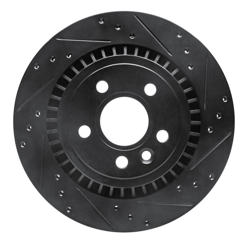 R1 07-18 Volvo S60 Rear Right Drilled & Slotted Black Brake Rotor