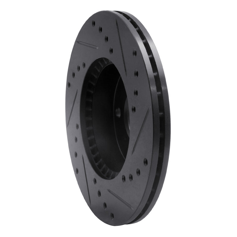 R1 99-07 Suzuki AERio Front Left Drilled & Slotted Black Brake Rotor