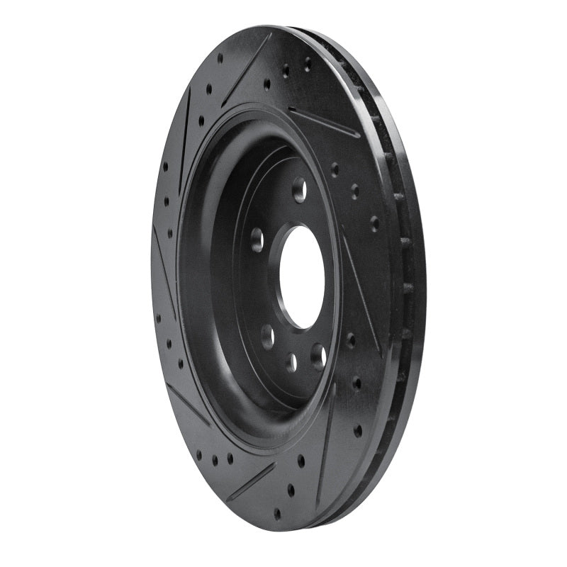 R1 07-18 Volvo S60 Rear Right Drilled & Slotted Black Brake Rotor