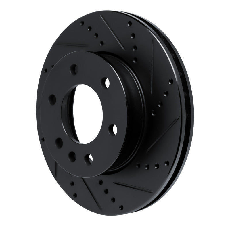 R1 06-25 American Coach PatRiot Front Right Drilled & Slotted Black Brake Rotor