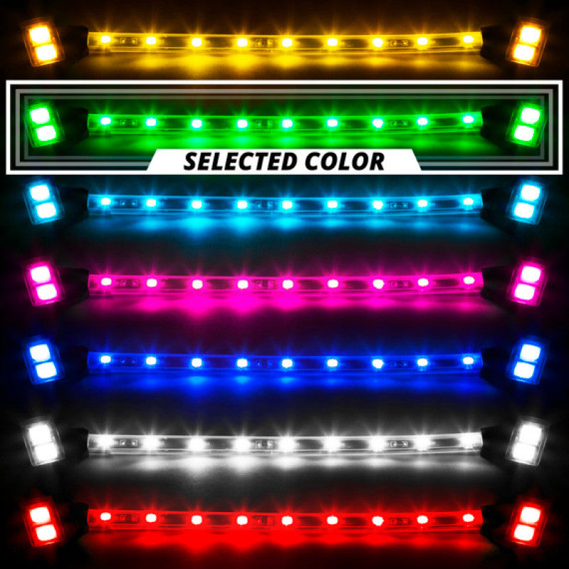 XK Glow Strips Single Color XKGLOW LED Accent Light Motorcycle Kit Light Blue - 10xPod + 4x8In