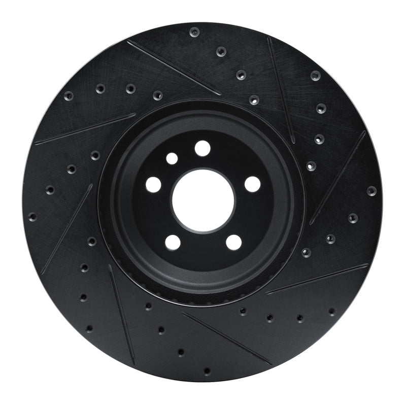 R1 20-25 Jaguar E-Pace Front Left Drilled & Slotted Black Brake Rotor