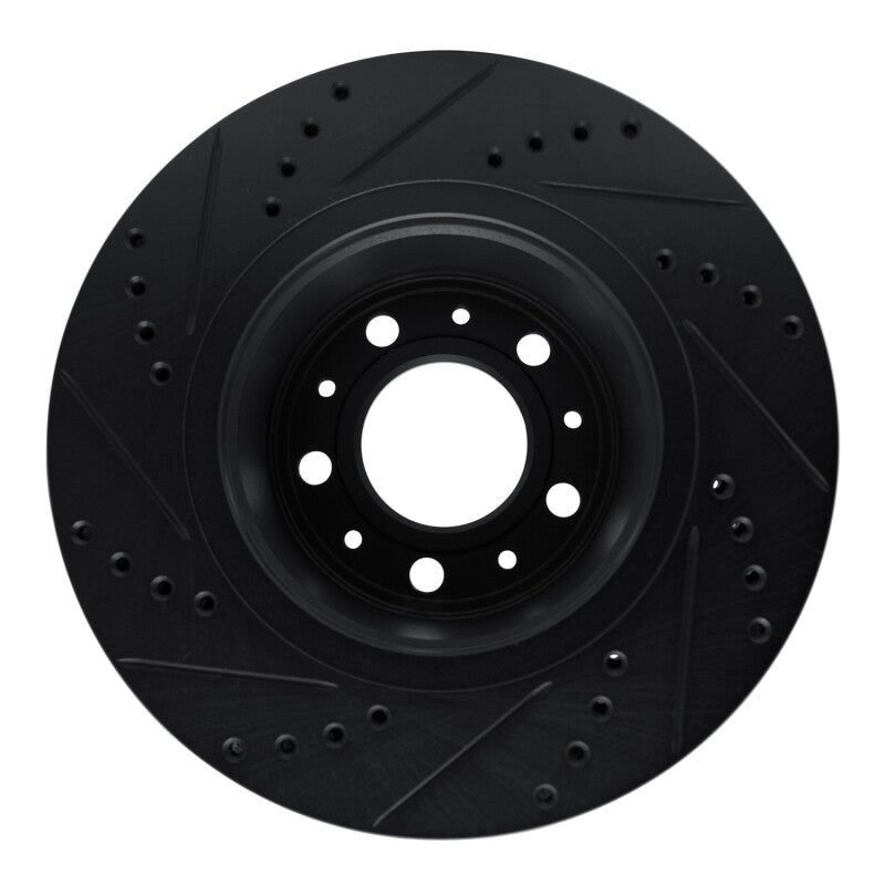 R1 82-92 Volvo 740 Front Right Drilled & Slotted Black Brake Rotor