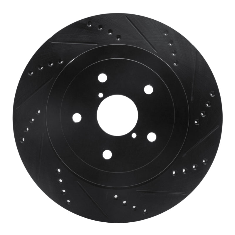 R1 05-07 Subaru Impreza Rear Right Drilled & Slotted Black Brake Rotor
