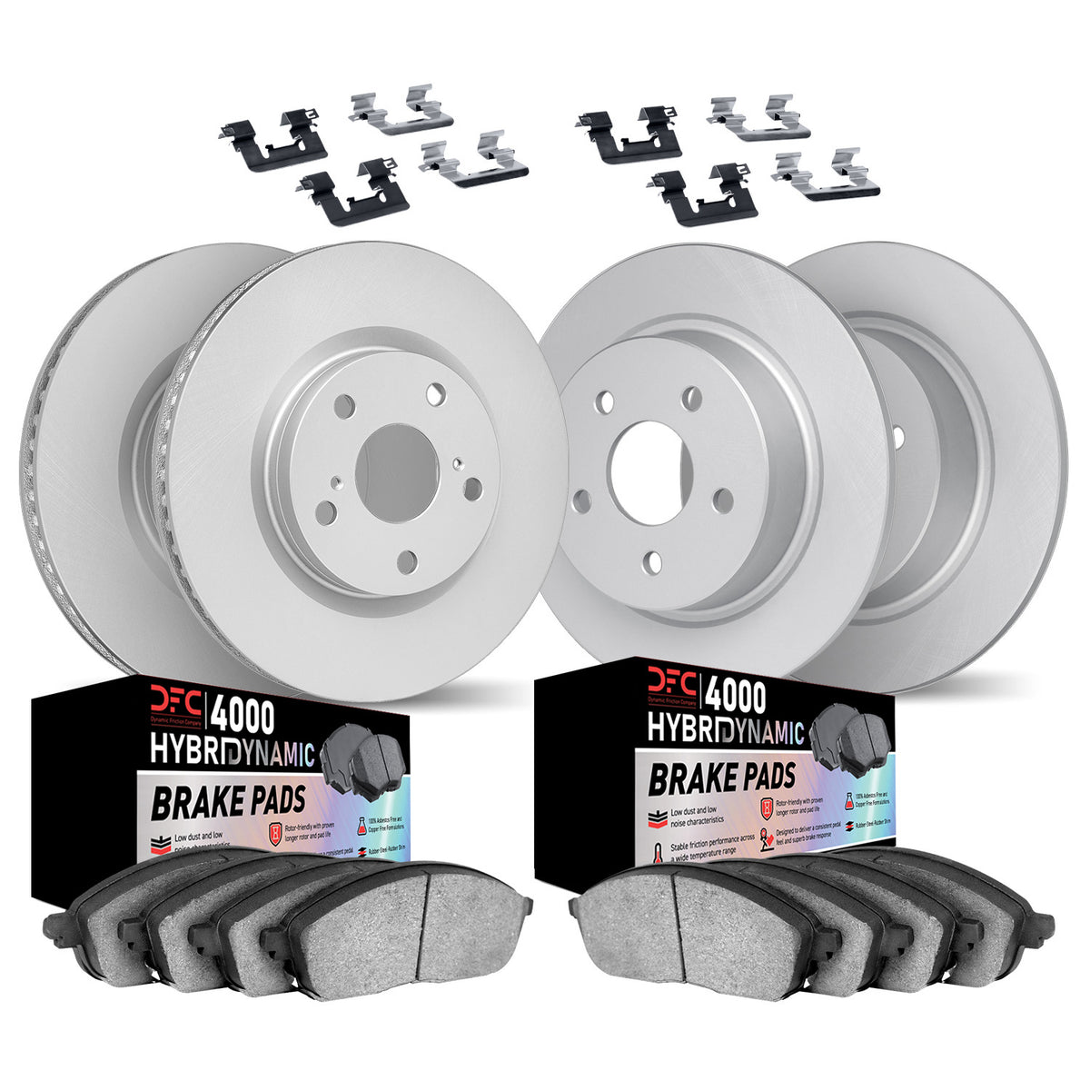 DFC 17-19 Ford Escape Front & Rear Geospec Rotors w/4000 HybriDynamic Brake Pads w/Hardware