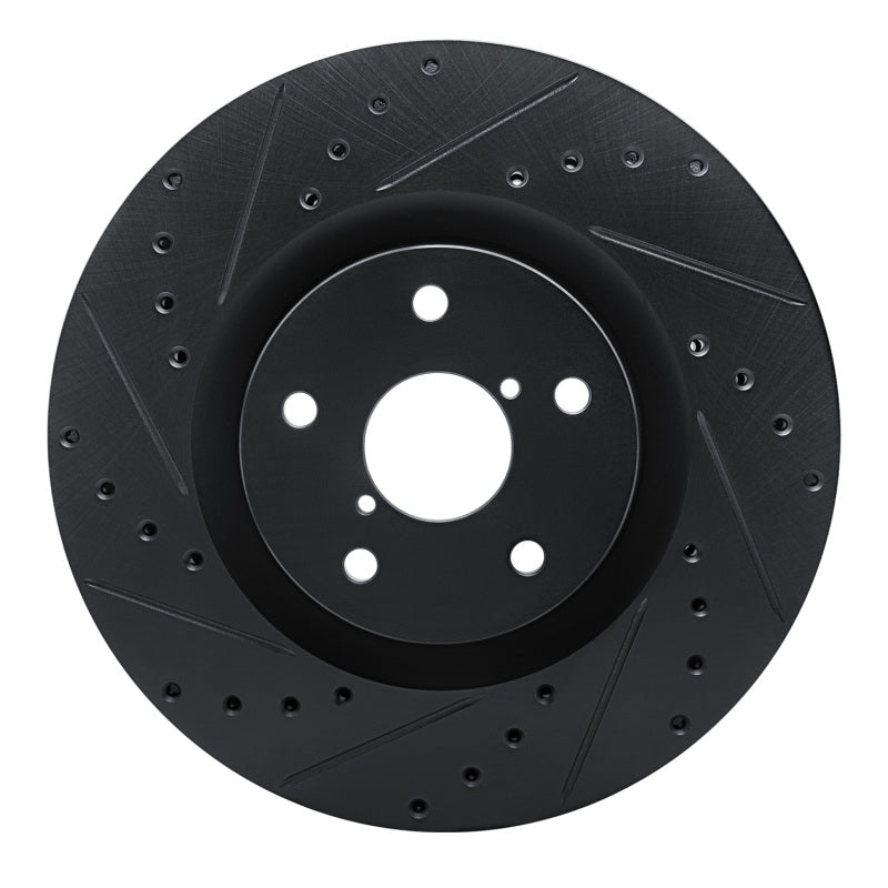 R1 -23 Subaru Ascent Front Left Drilled & Slotted Black Brake Rotor