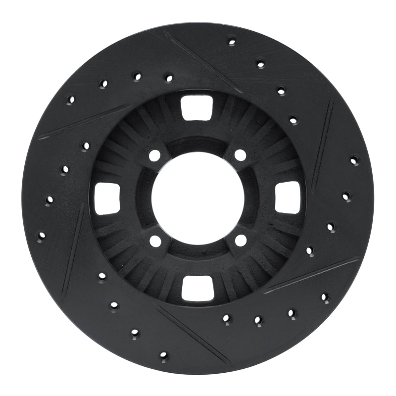 R1 83-89 Isuzu Impulse Front Left Drilled & Slotted Black Brake Rotor