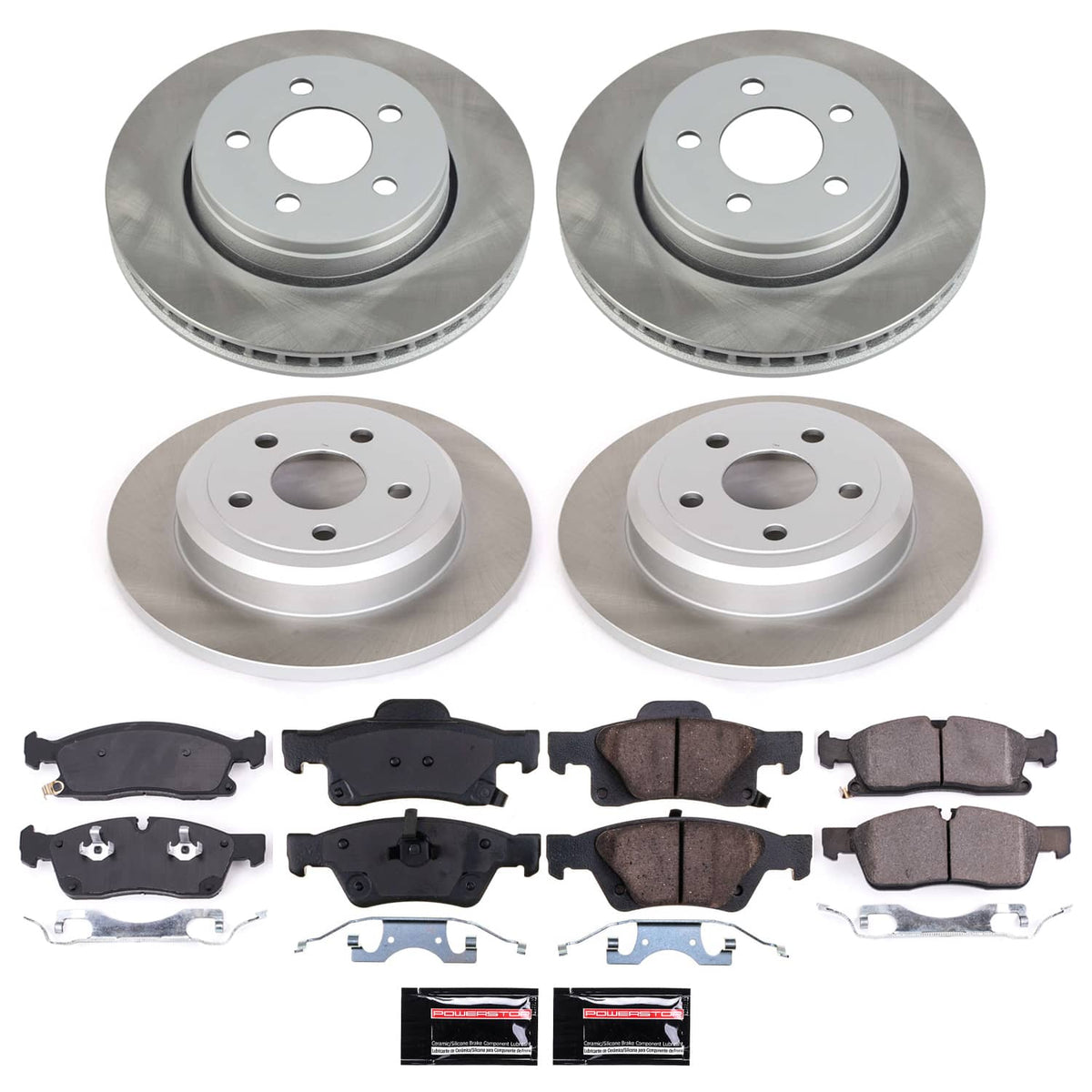 Power Stop 17-20 Jeep Grand Cherokee Front and Rear Semi-Coated Rotor Kit