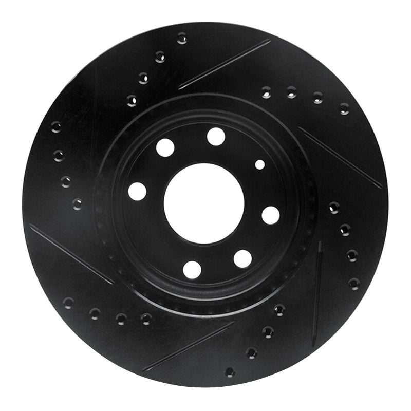 R1 00-02 Daewoo Nubira Front Right Drilled & Slotted Black Brake Rotor