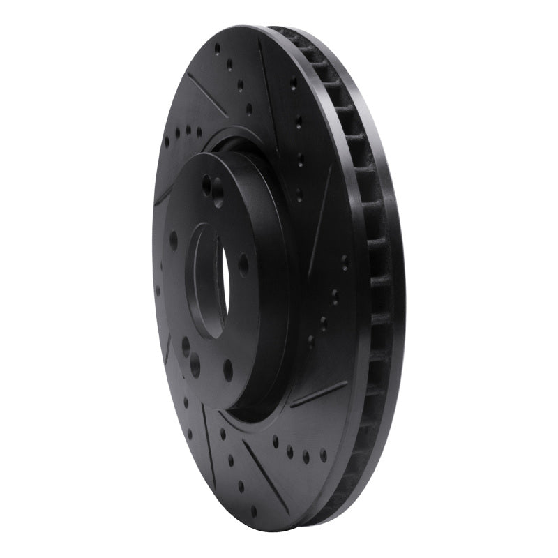R1 15-19 Kia Soul EV Front Right Drilled & Slotted Black Brake Rotor