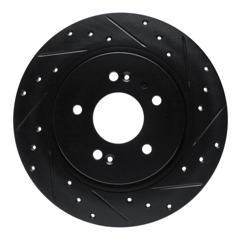 R1 -25 Hyundai Santa Fe Rear Right Drilled & Slotted Black Brake Rotor
