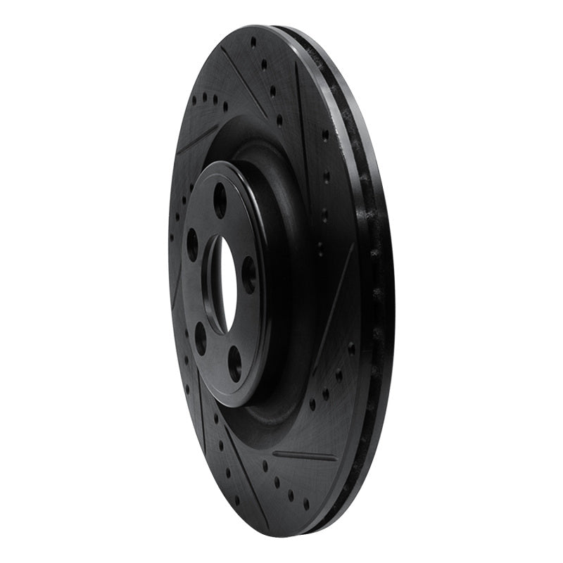 R1 14-21 Jaguar F-Type Rear Right Drilled & Slotted Black Brake Rotor
