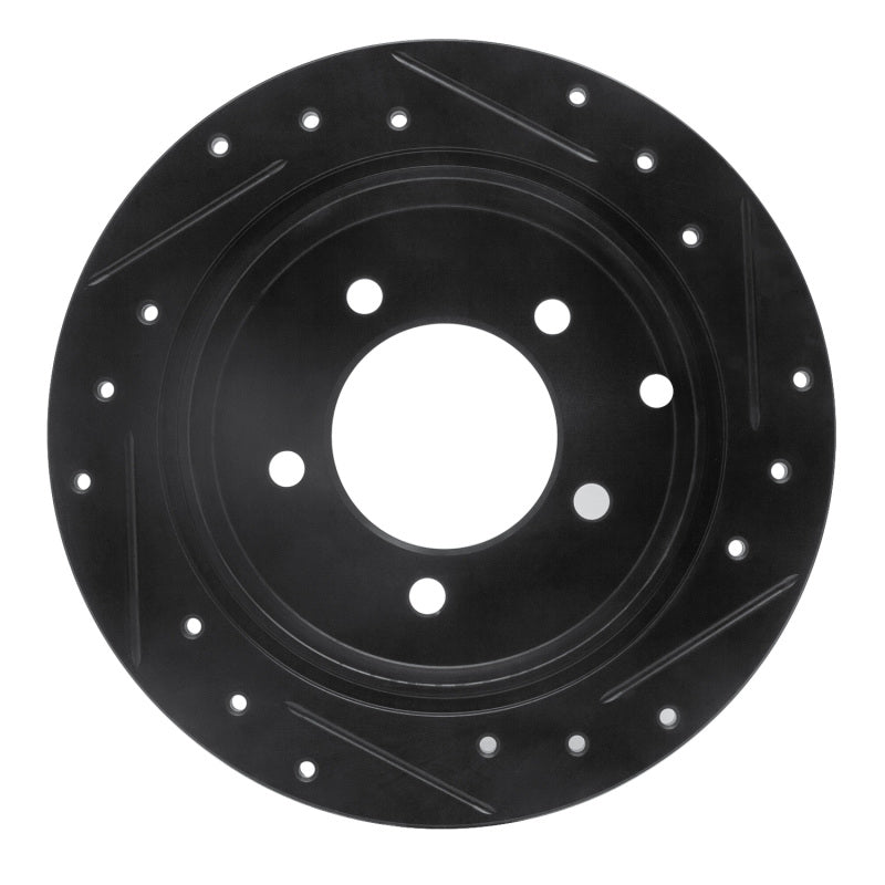 R1 07-17 Chrysler 200 Rear Left Drilled & Slotted Black Brake Rotor