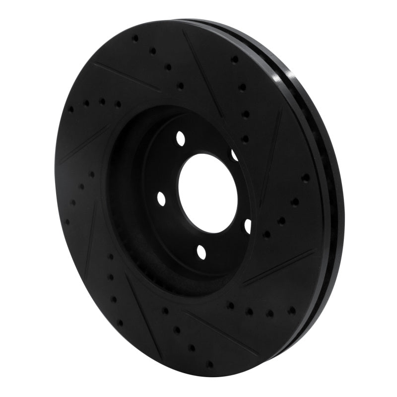 R1 06-08 Jaguar S-Type Front Left Drilled & Slotted Black Brake Rotor