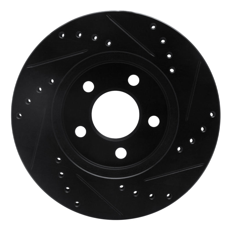 R1 86-90 Chrysler Town & Country Front Left Drilled & Slotted Black Brake Rotor