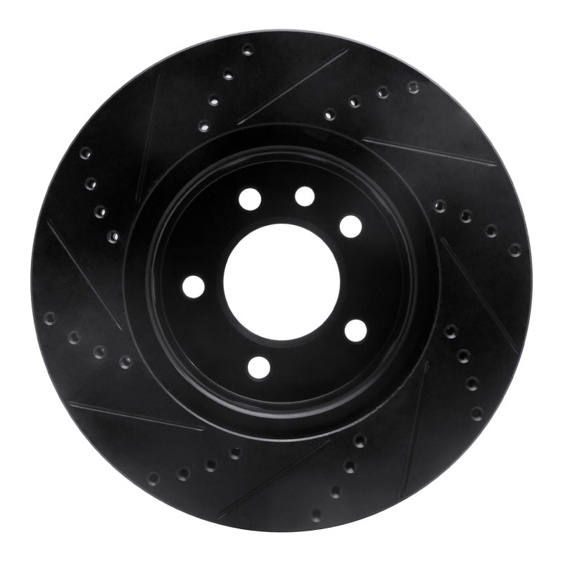 R1 05-07 Land Rover LR3 Front Right Drilled & Slotted Black Brake Rotor