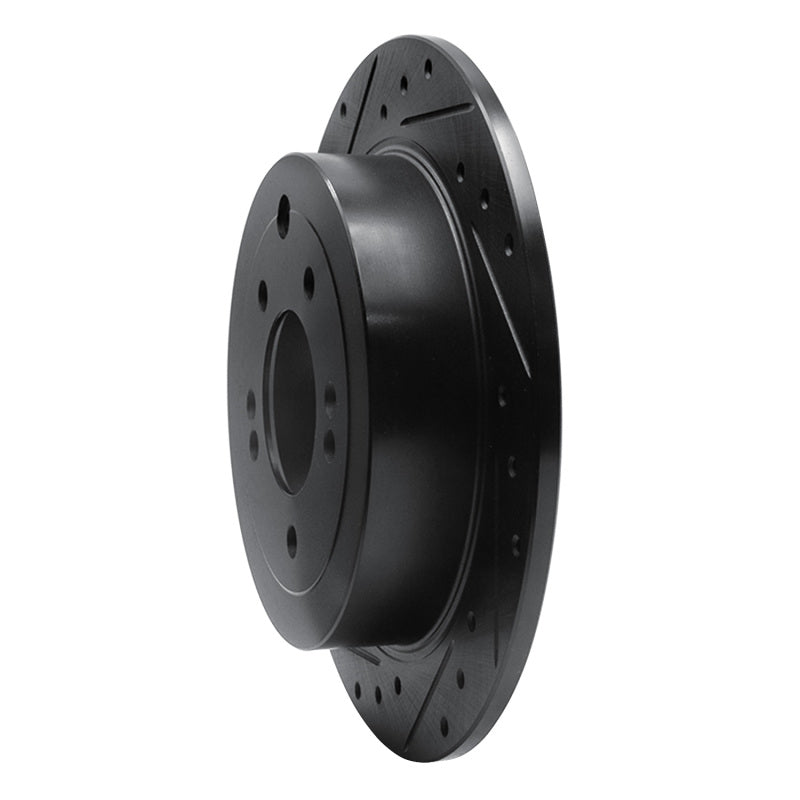 R1 16-22 Hyundai Tucson Rear Left Drilled & Slotted Black Brake Rotor