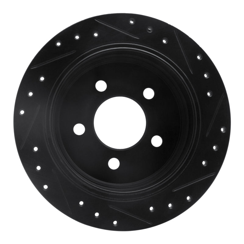 R1 93-98 Jeep Grand Cherokee Rear Left Drilled & Slotted Black Brake Rotor