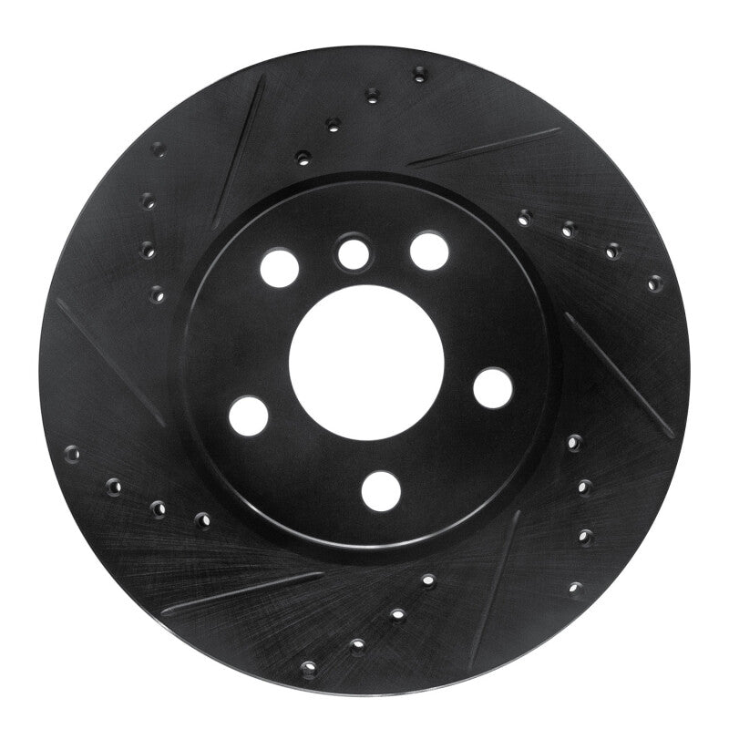 R1 14-21 Mini Cooper (Excl Clubman) Front Left Drilled & Slotted Black Brake Rotor