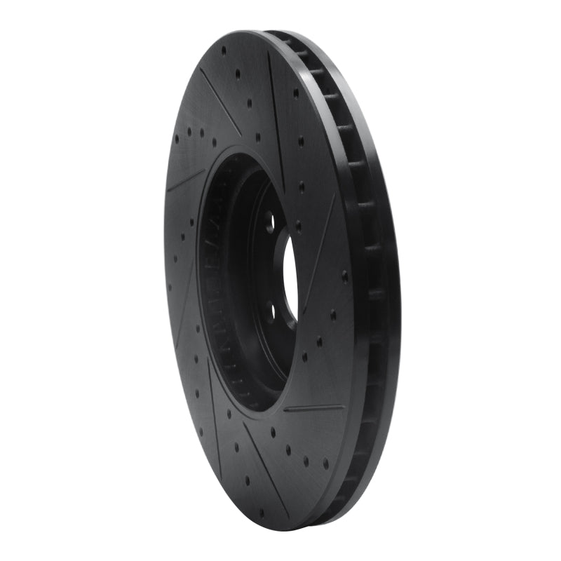 R1 15-19 Mini Cooper Clubman Front Left Drilled & Slotted Black Brake Rotor