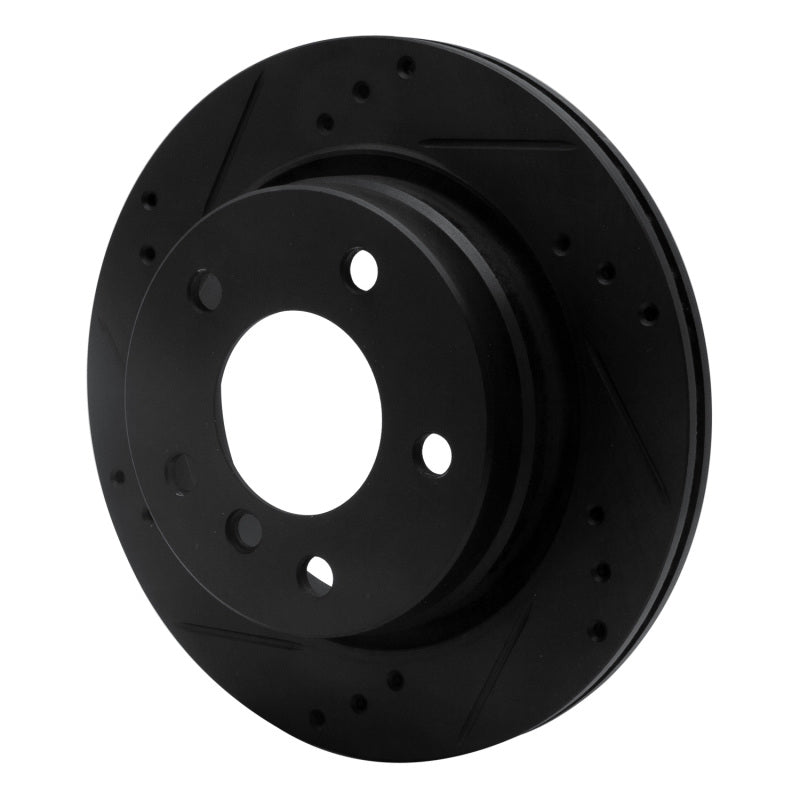 R1 96-05 BMW 323I Rear Left Drilled & Slotted Black Brake Rotor