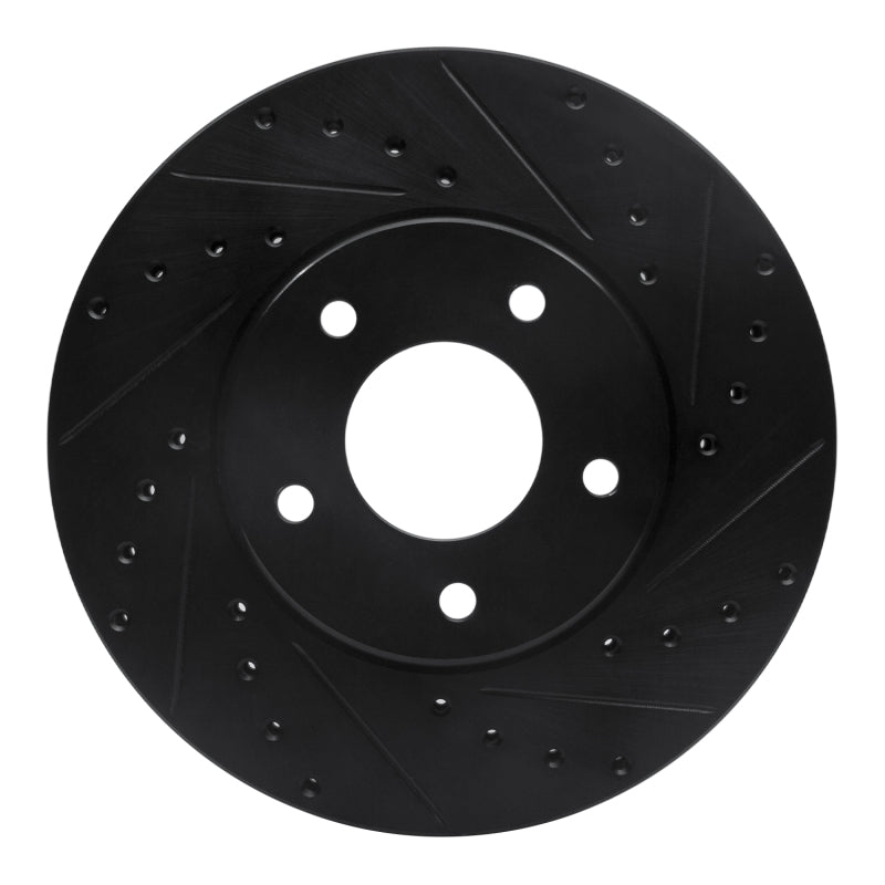 R1 97-03 Jaguar Vanden Plas Front Right Drilled & Slotted Black Brake Rotor