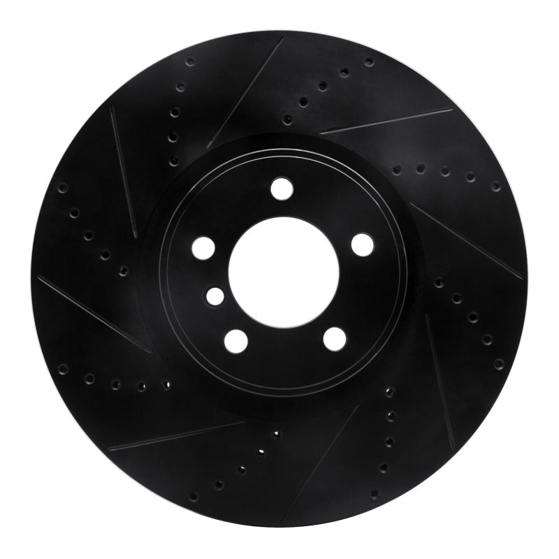 R1 10-12 Land Rover Range Rover Front Left Drilled & Slotted Black Brake Rotor