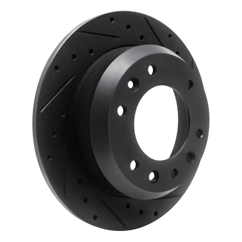 R1 06-14 Hyundai Entourage Rear Right Drilled & Slotted Black Brake Rotor