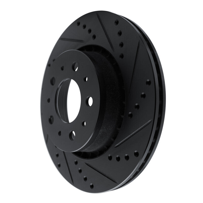 R1 82-92 Volvo 740 Front Right Drilled & Slotted Black Brake Rotor