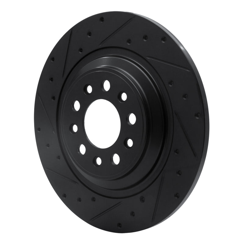 R1 14-23 Jeep Cherokee Rear Left Drilled & Slotted Black Brake Rotor