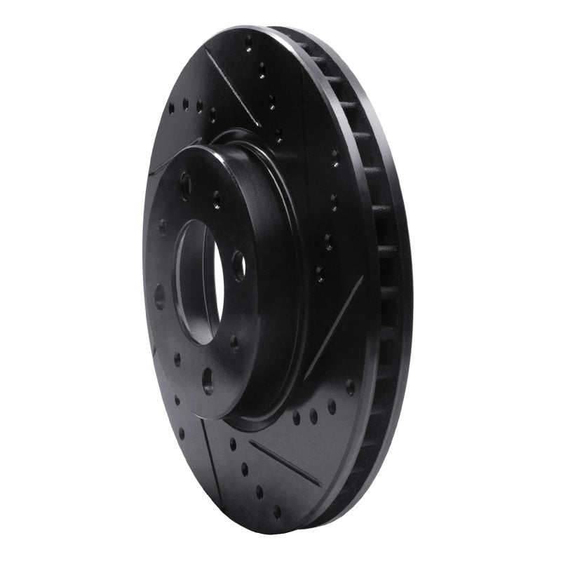 R1 93-95 Volvo 850 Front Right Drilled & Slotted Black Brake Rotor