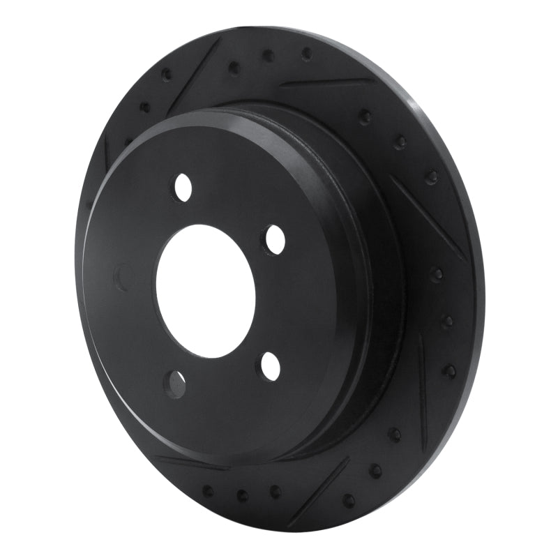 R1 93-98 Jeep Grand Cherokee Rear Left Drilled & Slotted Black Brake Rotor