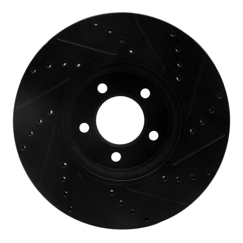R1 06-08 Jaguar S-Type Front Left Drilled & Slotted Black Brake Rotor