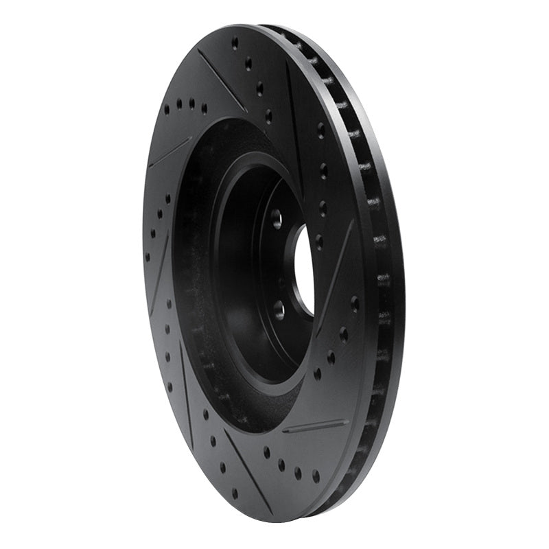R1 01-08 Saab 9-2X Front Left Drilled & Slotted Black Brake Rotor