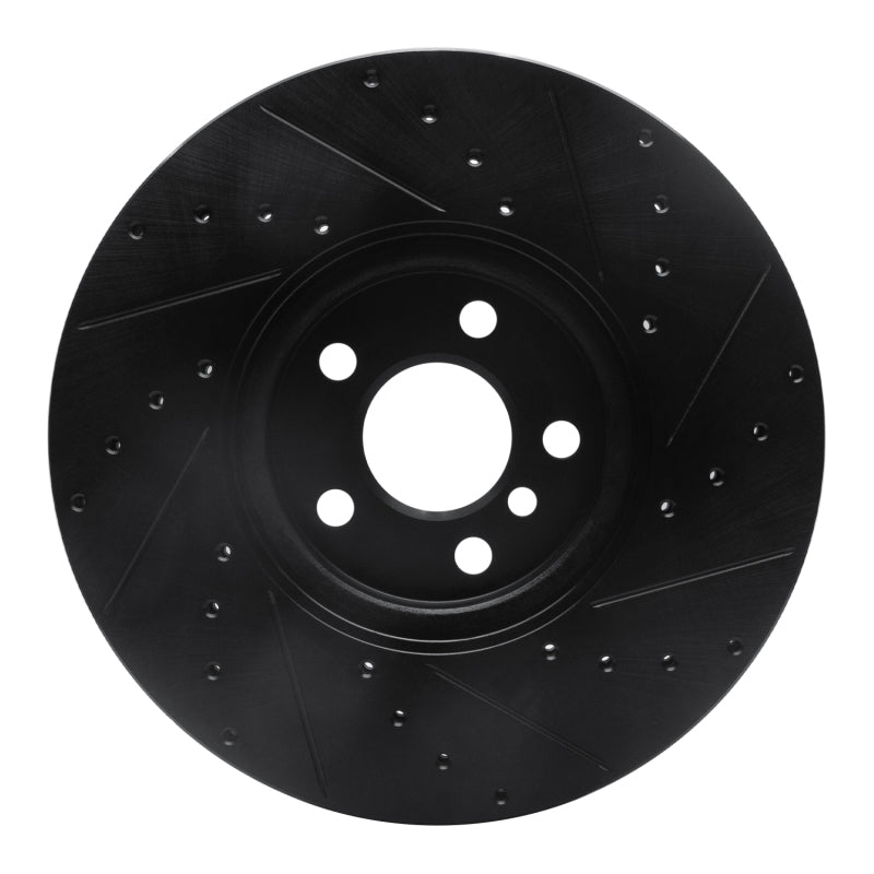 R1 15-19 Mini Cooper Clubman Front Left Drilled & Slotted Black Brake Rotor