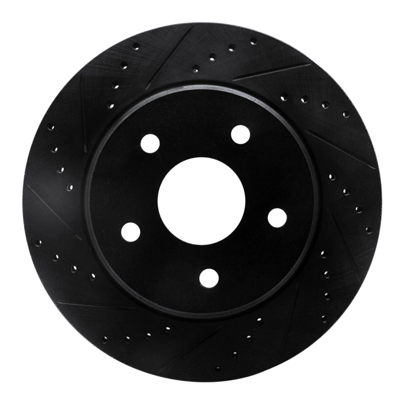 R1 08-12 Jeep J8 Front Left Drilled & Slotted Black Brake Rotor