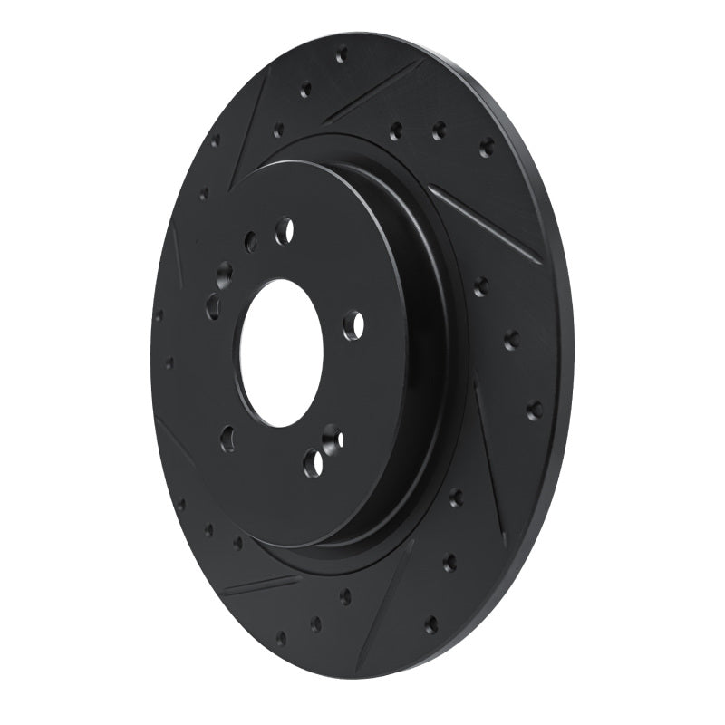 R1 -25 Hyundai Palisade Rear Left Drilled & Slotted Black Brake Rotor