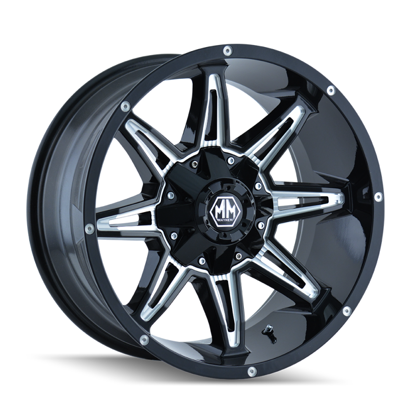 Mayhem 8090 Rampage 18x9 / 8x170 BP / -12mm Offset / 130.8mm Hub Gloss Black Milled Wheel