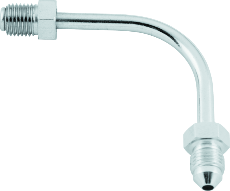 Twin Power Stainless Brake Fitting Male 3/8-24 Inverted Flare to AN-3 Male 90  Adaptor Tube Long