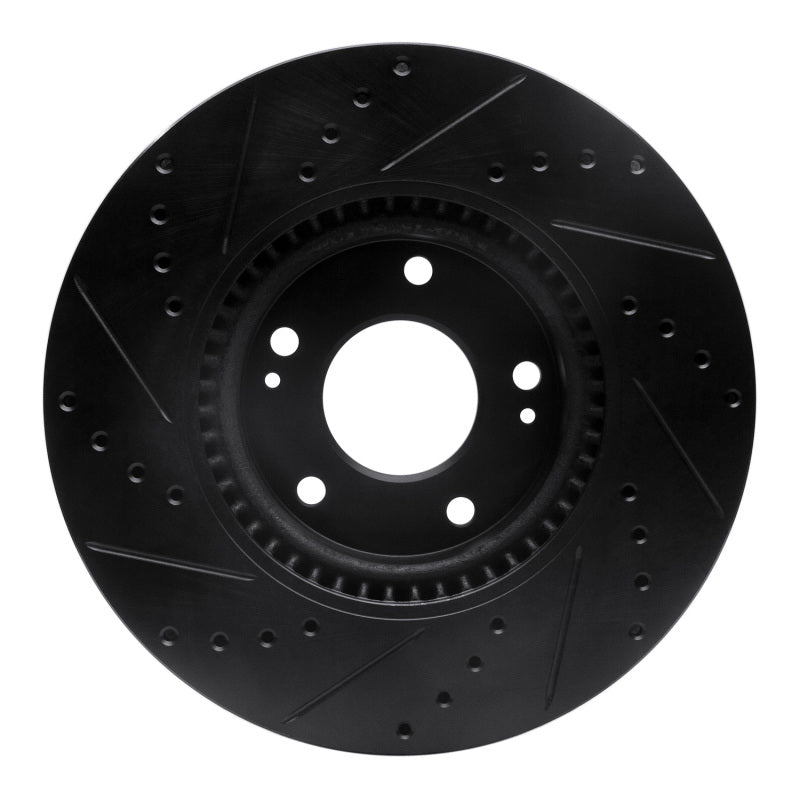 R1 15-19 Kia Soul EV Front Right Drilled & Slotted Black Brake Rotor